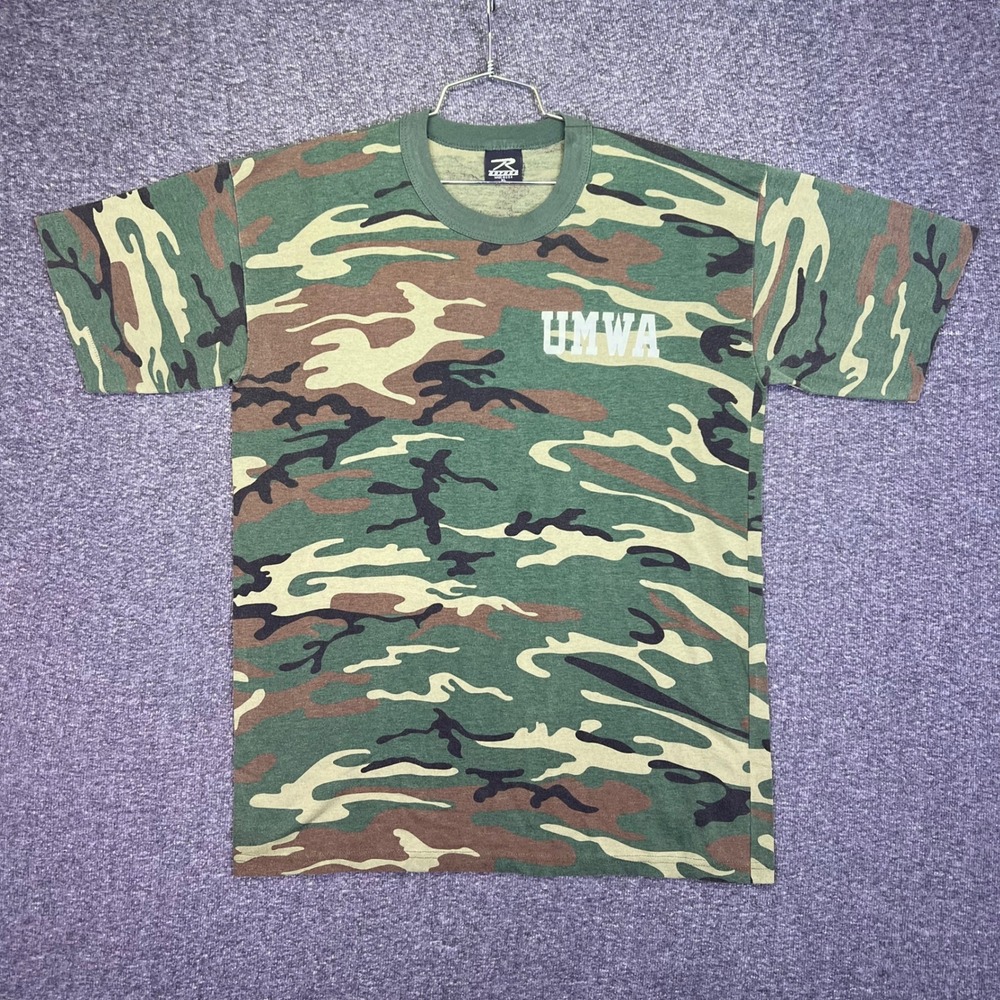 Rothco Camo Shirt Mens XL Green Woodland UMWA Scarmies Army Single Stitch USA